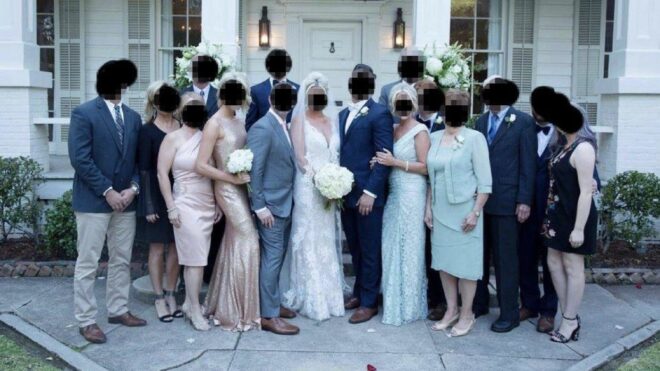 Mother-in-law wearing same outfit as the bride