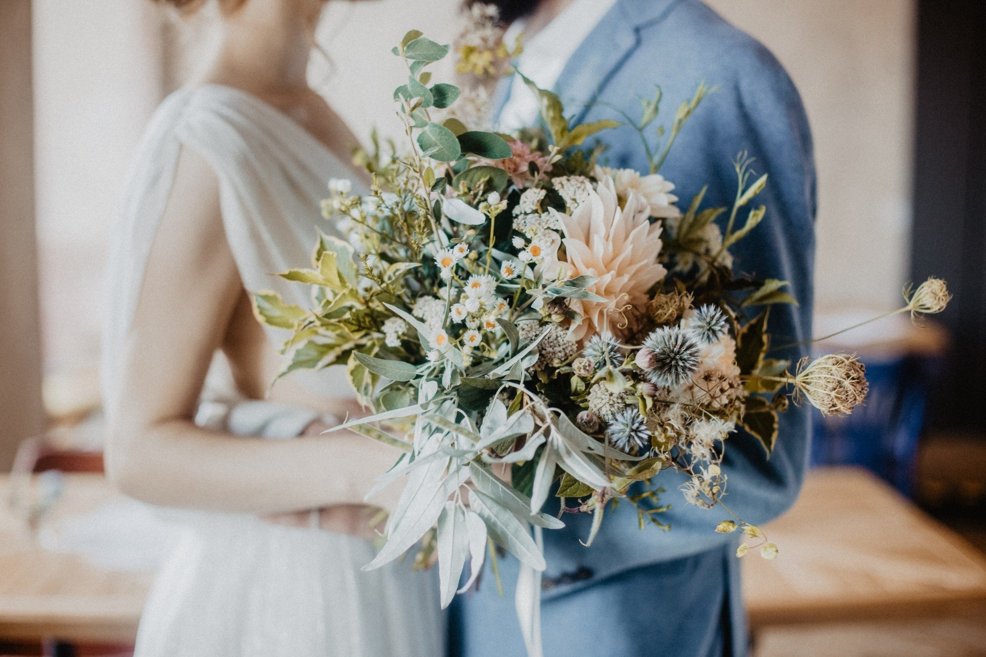 Bride and groom on wedding day
