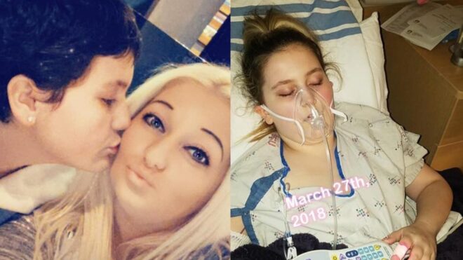 Kylee with her mother; Kylee in the hospital