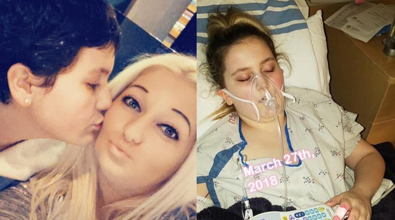 Kylee with her mother; Kylee in the hospital