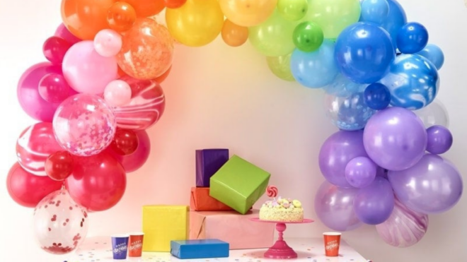Rainbow Balloon Arch Birthday Party