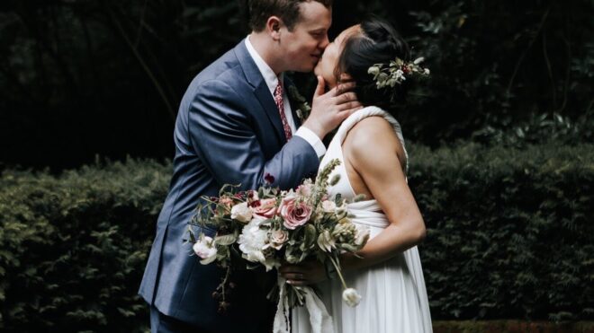 Couple on wedding day