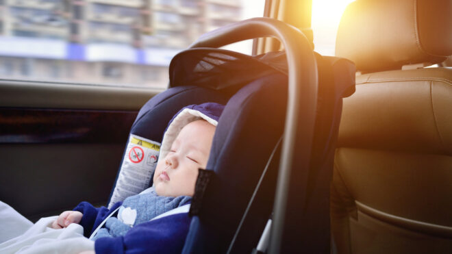 sleeping baby car