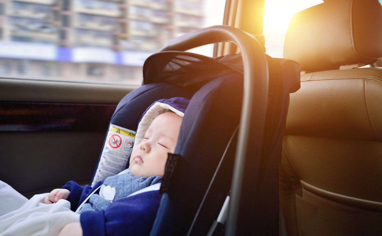sleeping baby car