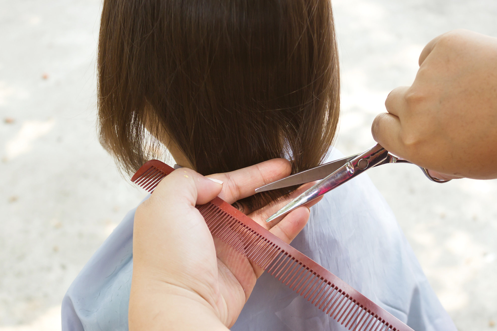 Little girl gets haircut