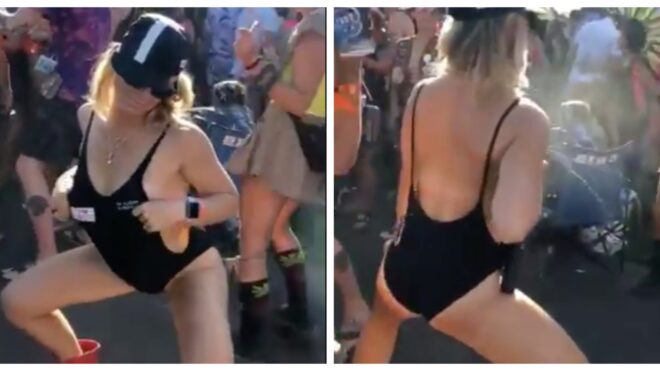 mom squirts breast milk at festival crowd