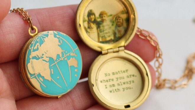 world map locket