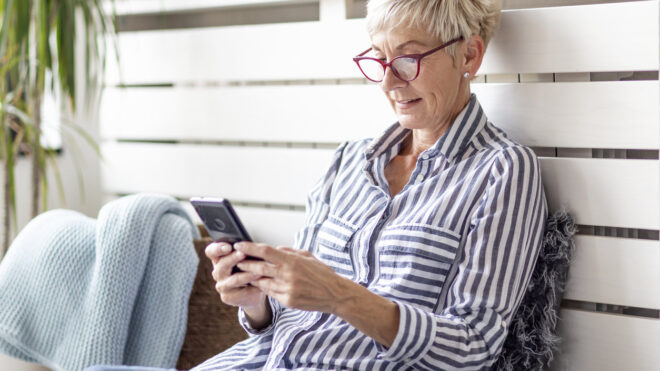 Woman looking at her cell phone