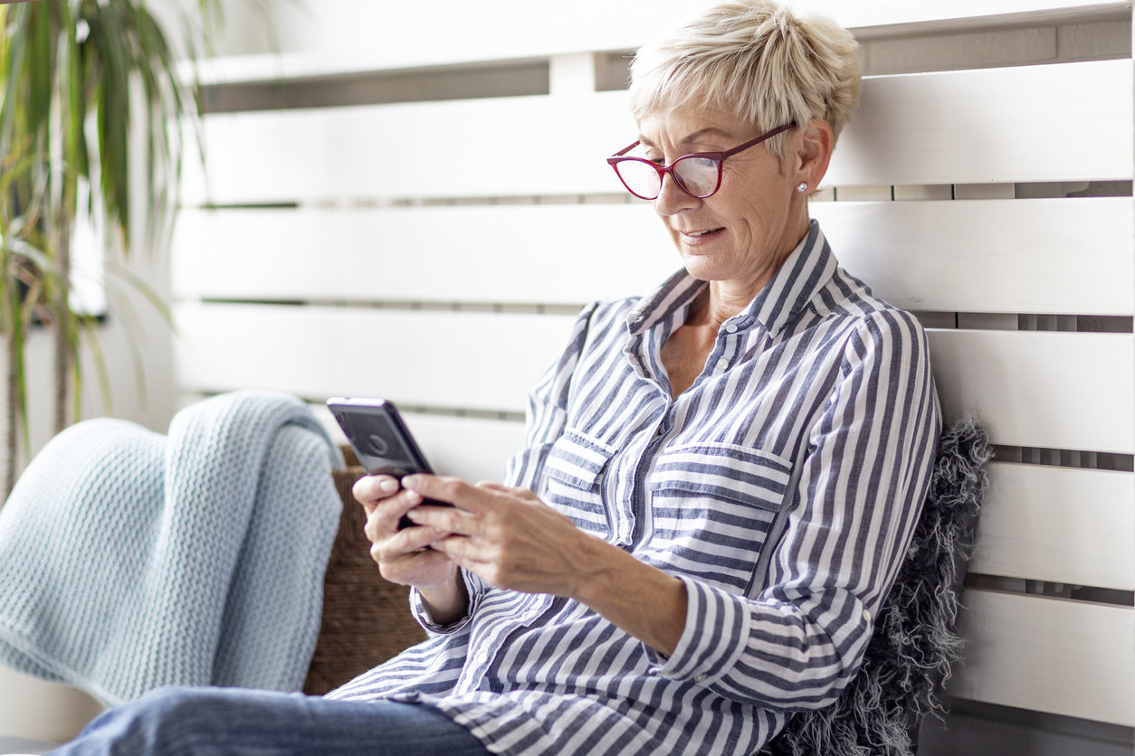 Woman looking at her cell phone