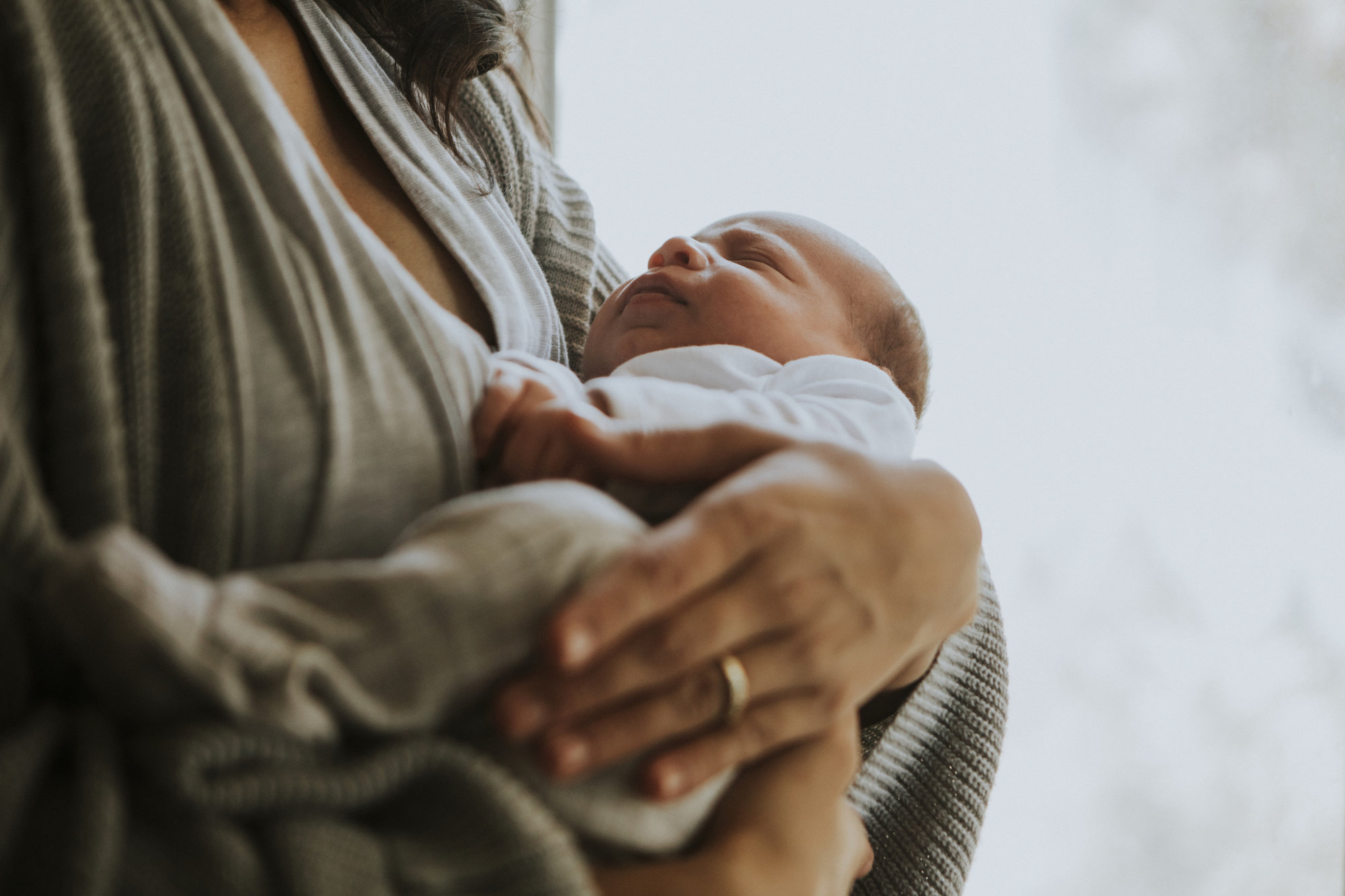 Woman holding newborn