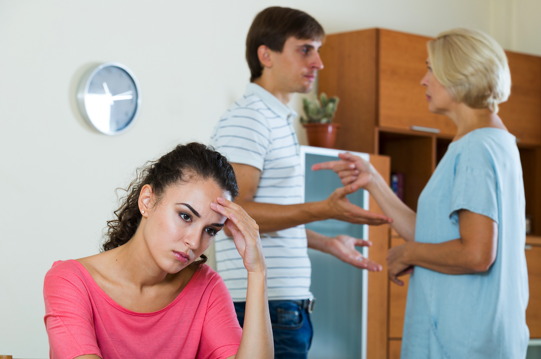 mother-in-law arguing with son