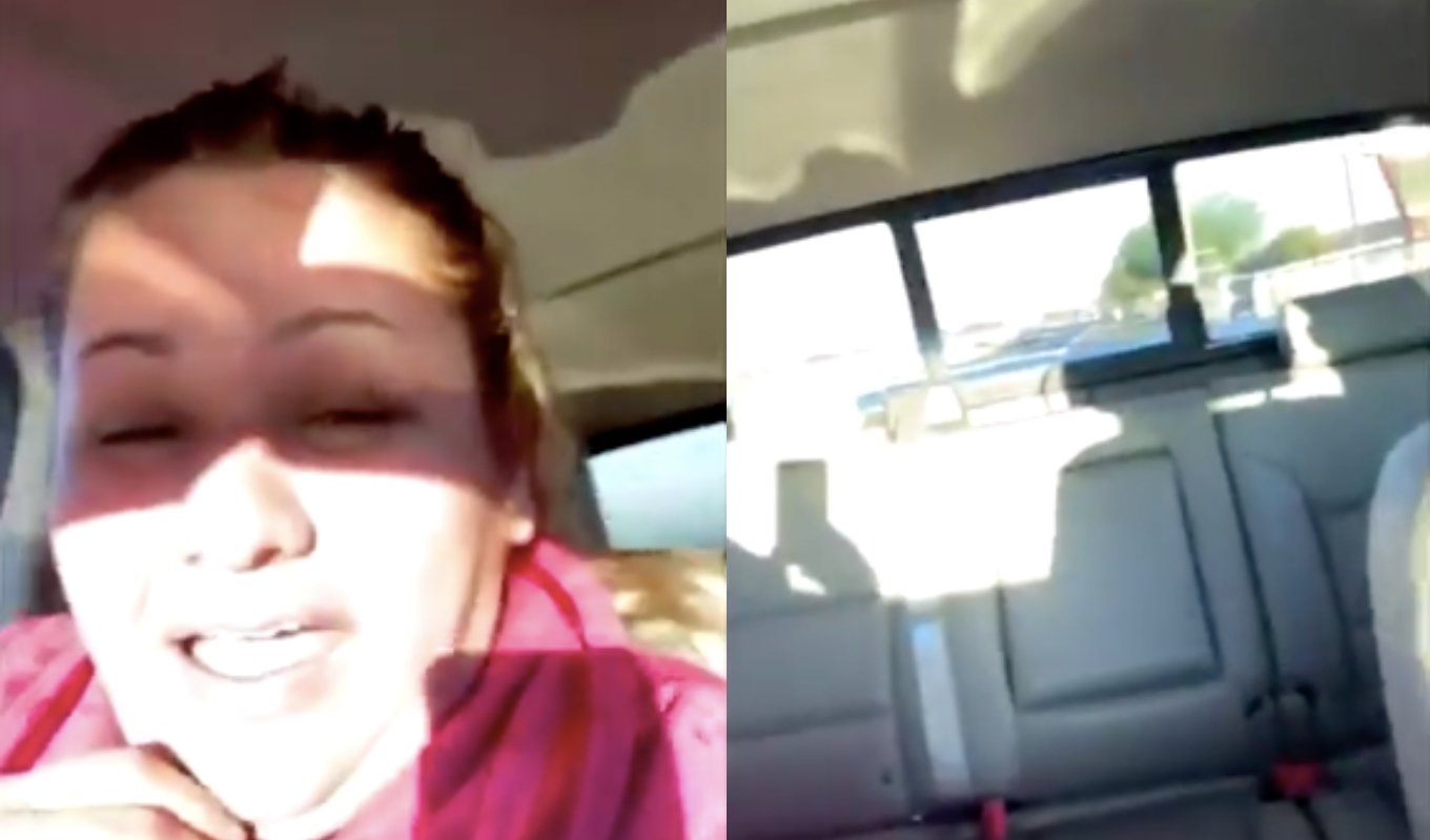 Mom laughing in car