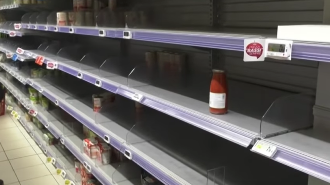 Empty store shelves
