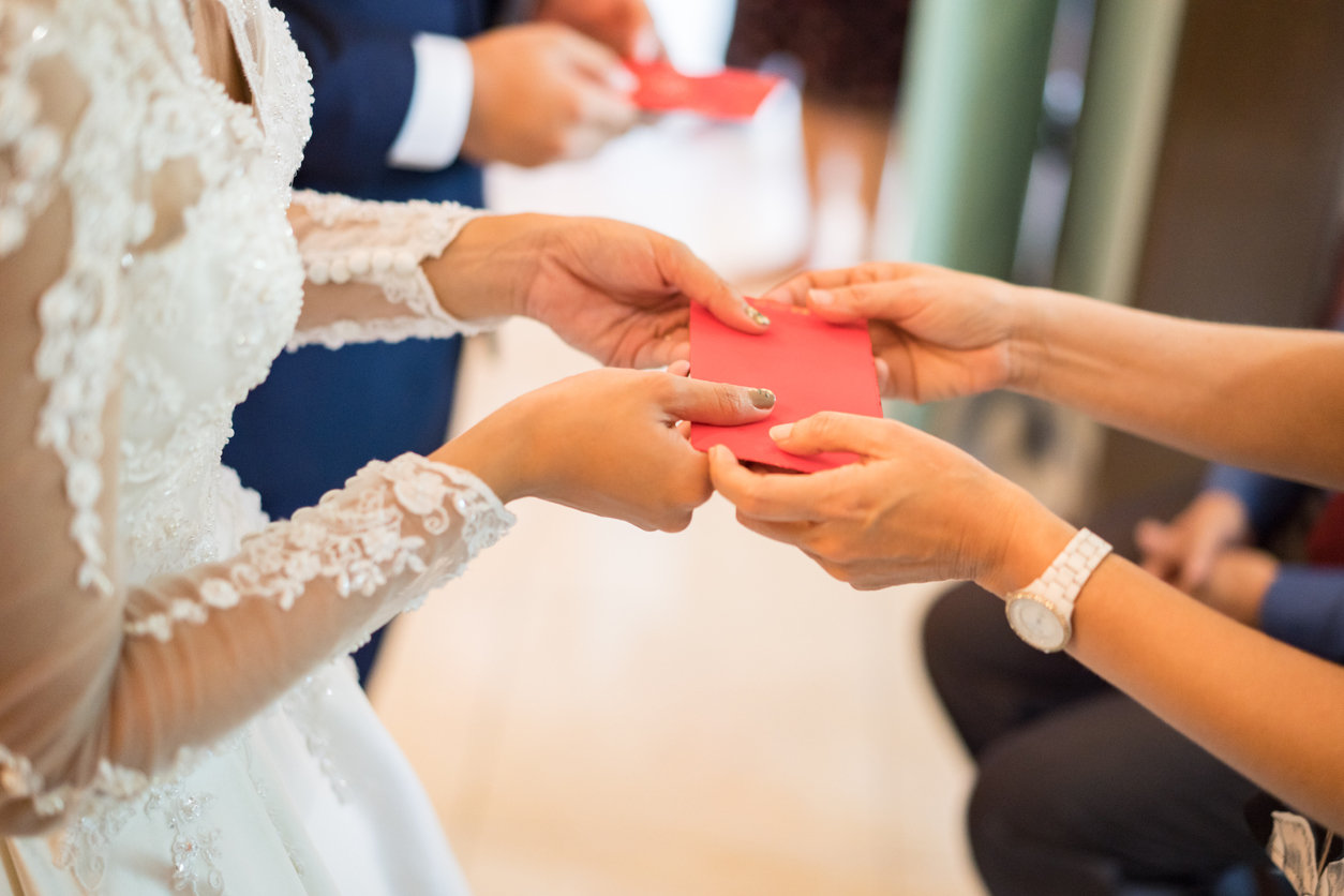 Bride getting a wedding present