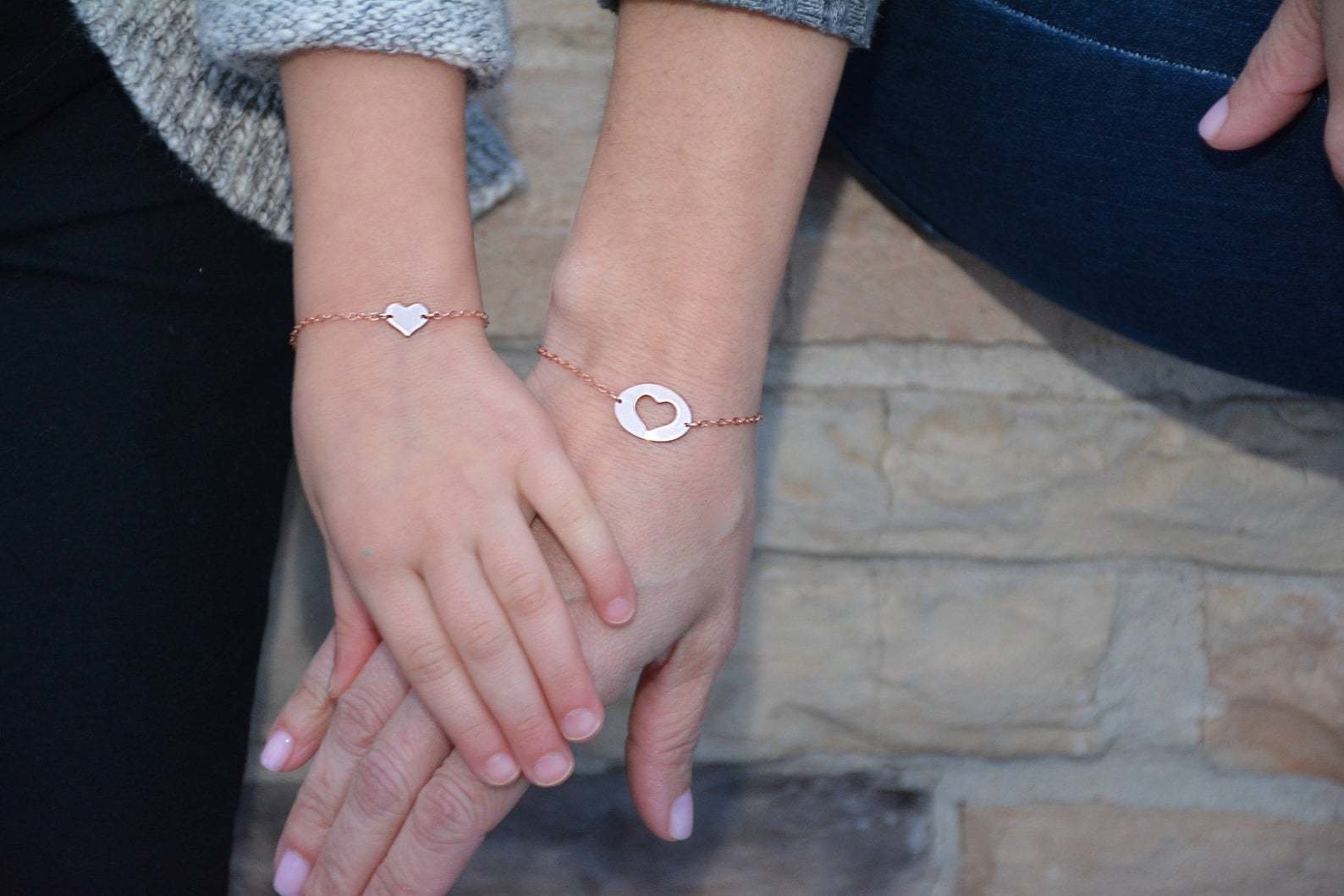 cut out mother daughter heart bracelets