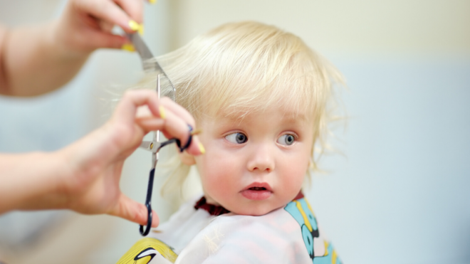 boy getting his haircut