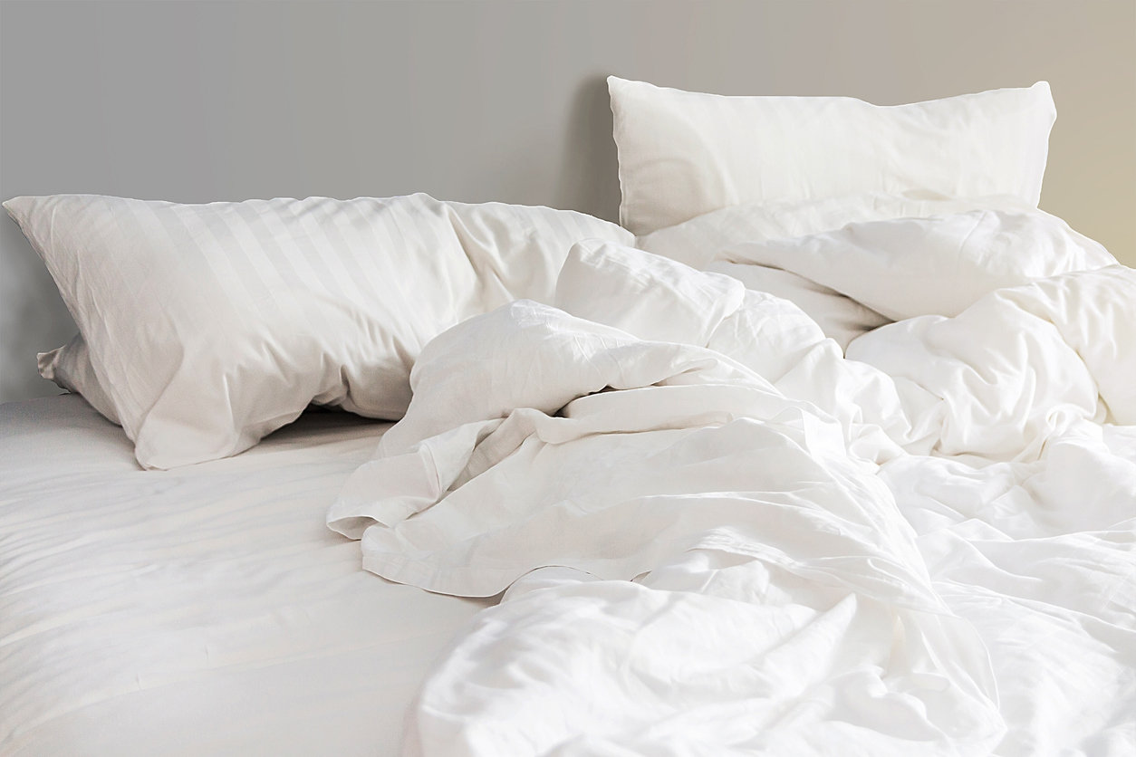 unmade bed