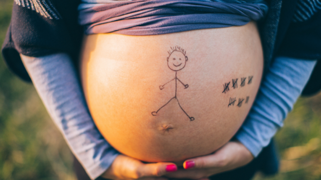 baby bump with countdown on it