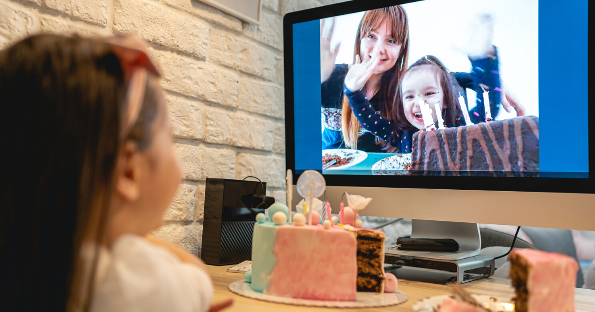 girl having a virtual birthday party