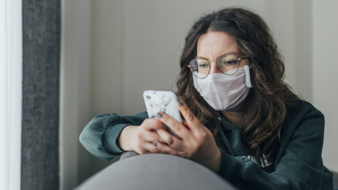 Woman reading cell phone