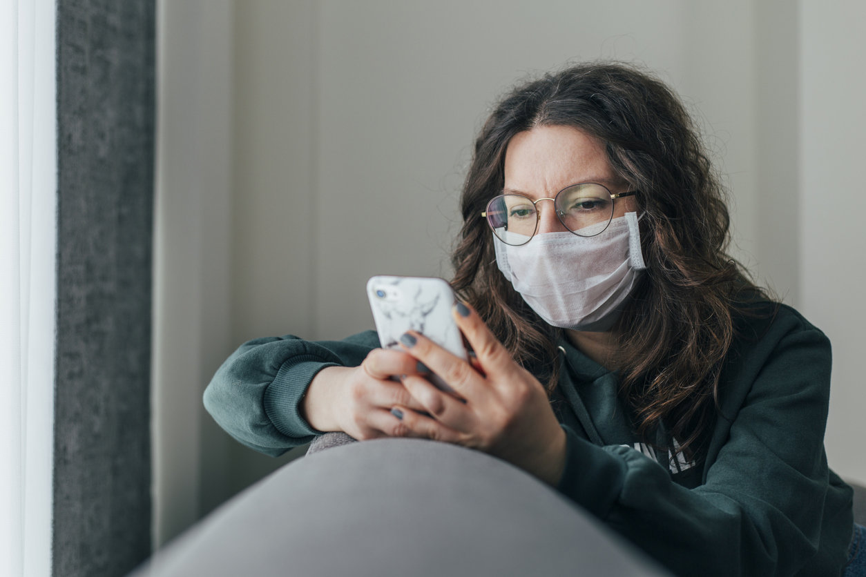 Woman reading cell phone