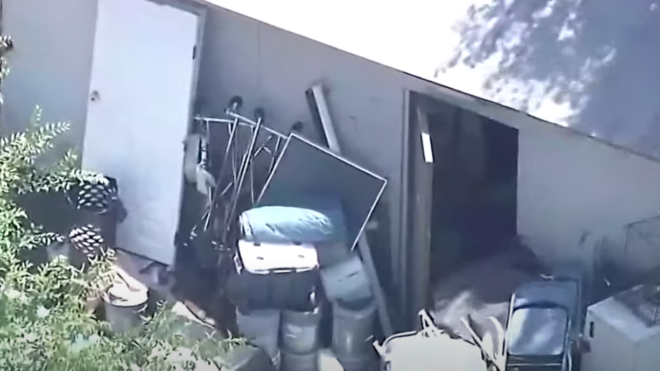 Photo of shed where boy was discovered