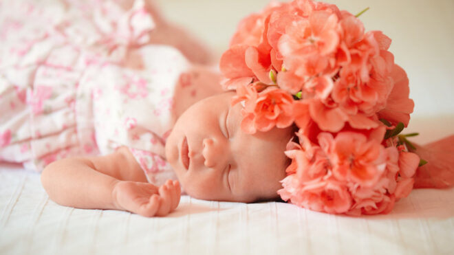 baby girl with flower crown