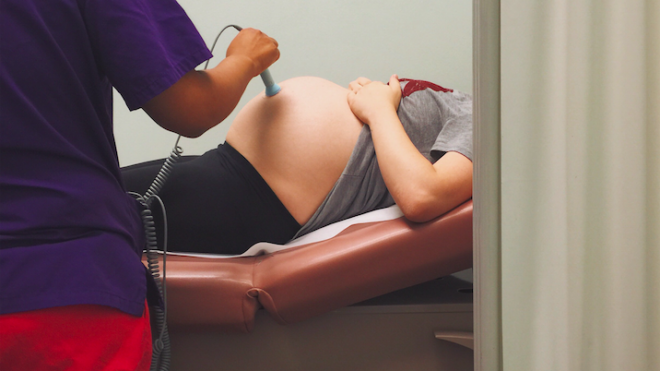 Pregnant woman at a doctor's appointment