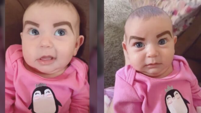 evil eyebrow baby tiktok