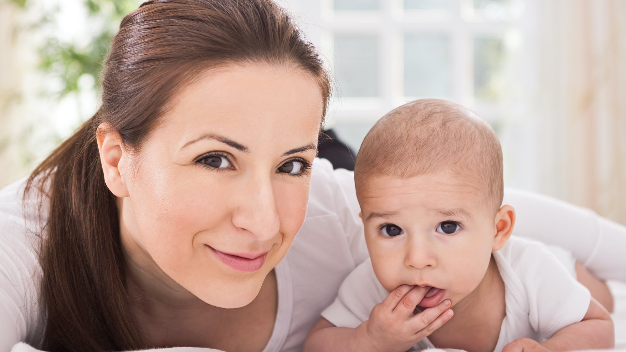 Mom and teething baby