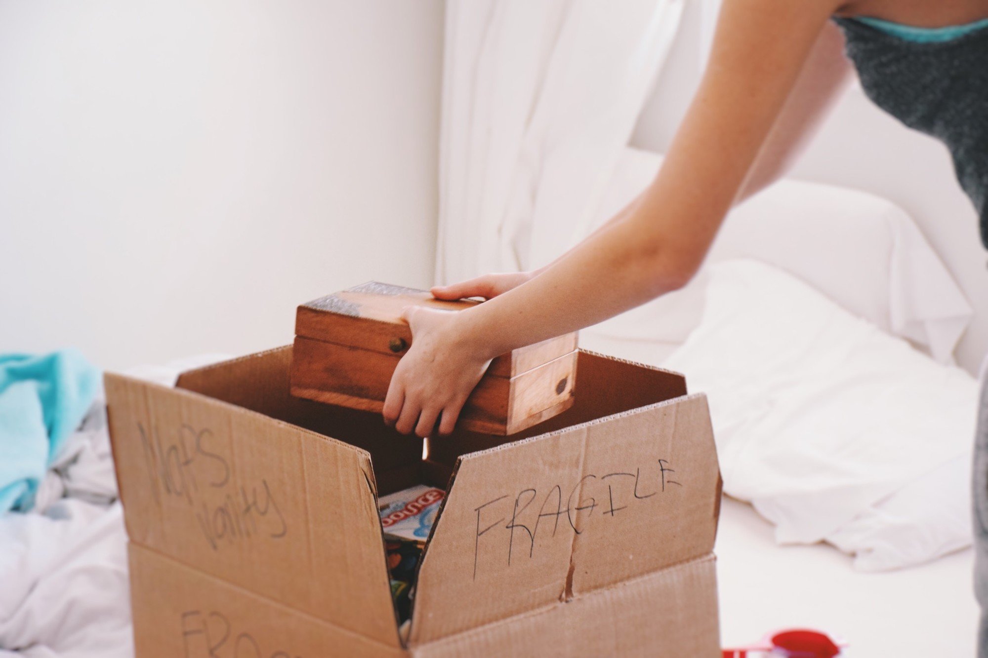 Woman packing box