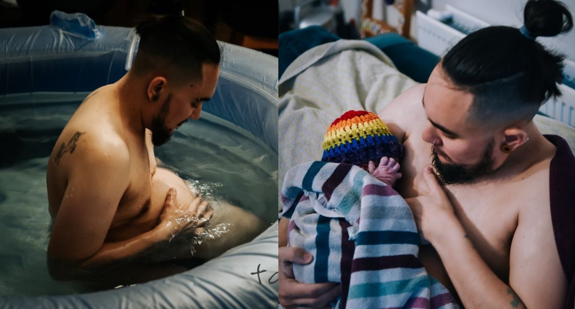 Matan and Yuval look lovingly at their baby