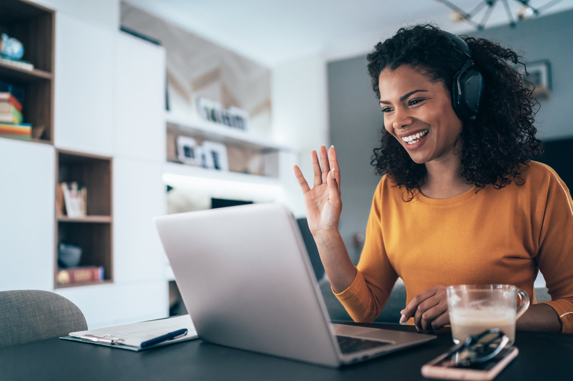 Woman on Zoom call