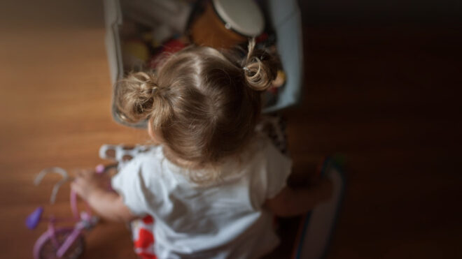 Little girl with hair in pigtails