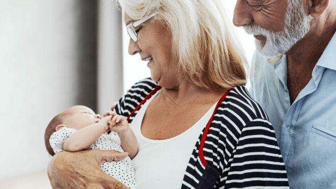 Grandma and grandpa with baby