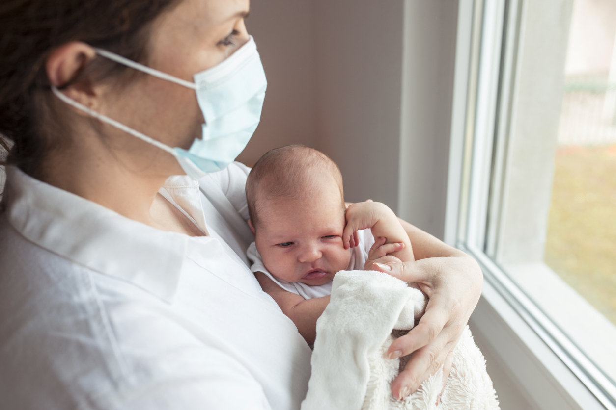 New mom holding baby
