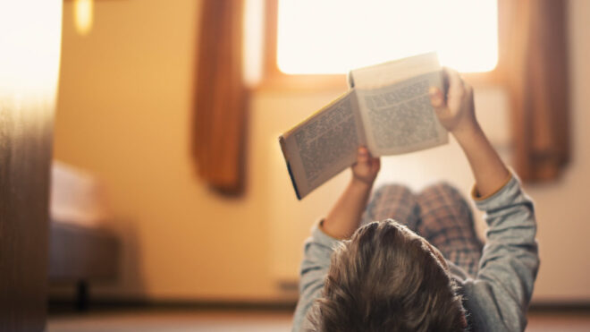 Little boy reading