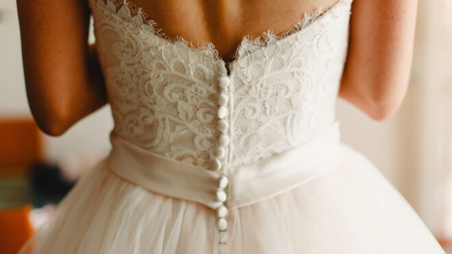 Back of bride's wedding dress