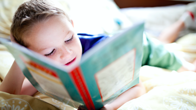Boy reading book
