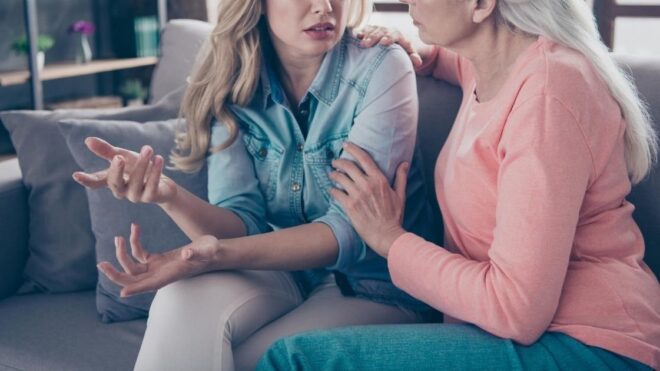 mom talking with her mom