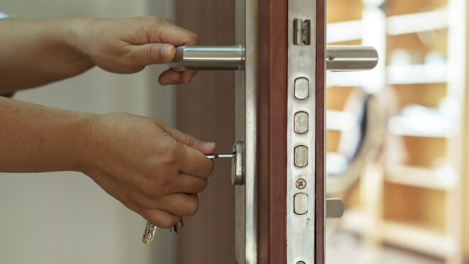 opening door to apartment