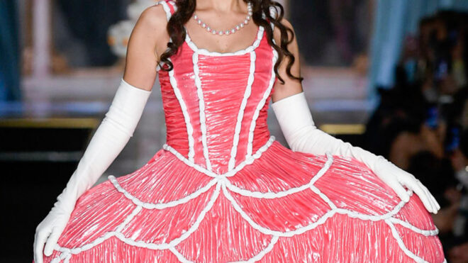 Bella Hadid walked in the Moschino runway show