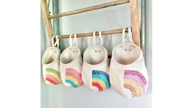 rainbow hanging totes
