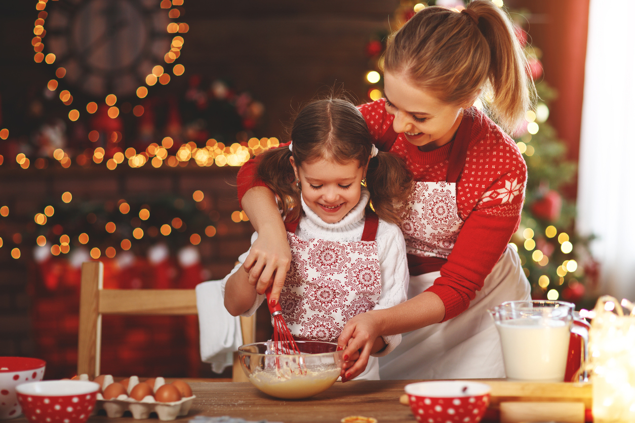 happy family bake christmas cookies