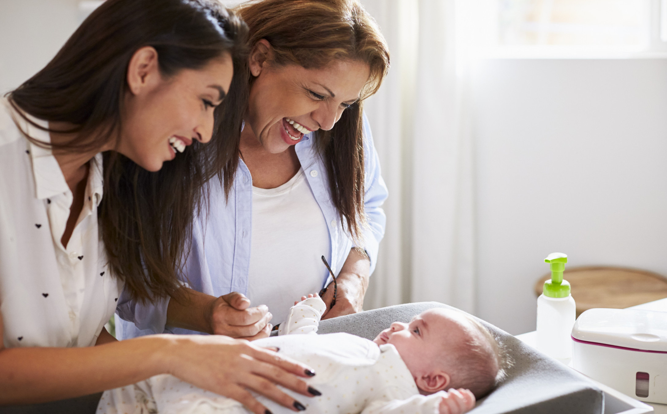 mom and grandmother with baby