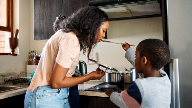 cooking in the kitchen