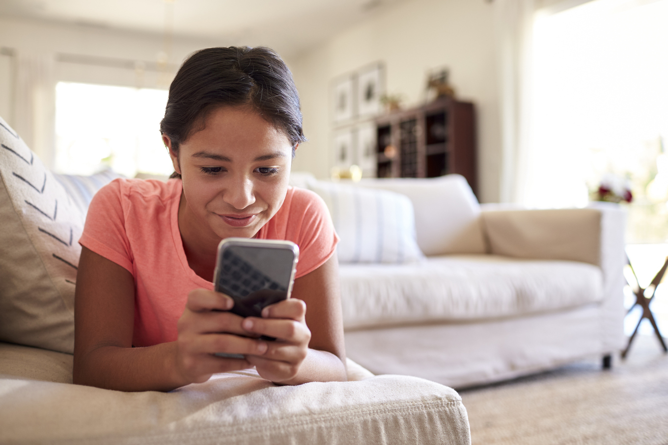 Teenage girl on her phone
