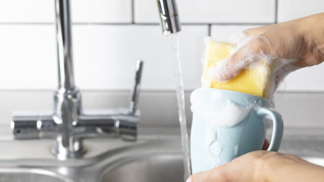 washing dishes
