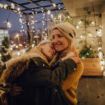 mom and child with lights