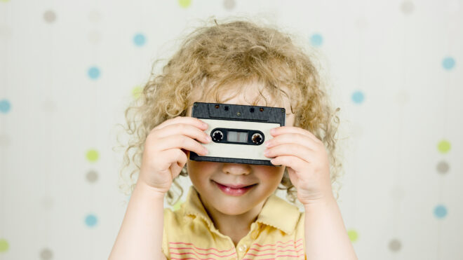 kid with cassette